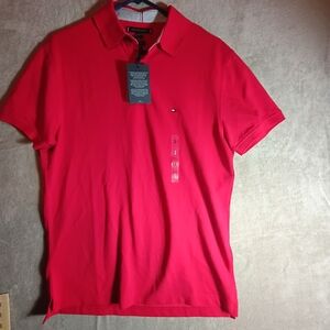 NWT Men's Tommy Hilfiger Classic Fit Red Cotton Polo Shirt in size S